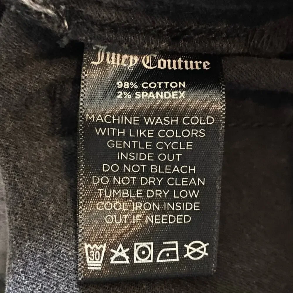 Juicy Couture Floral Print California Skinny Jean Women's 25 Black Stretch Scarf - Picture 6 of 10